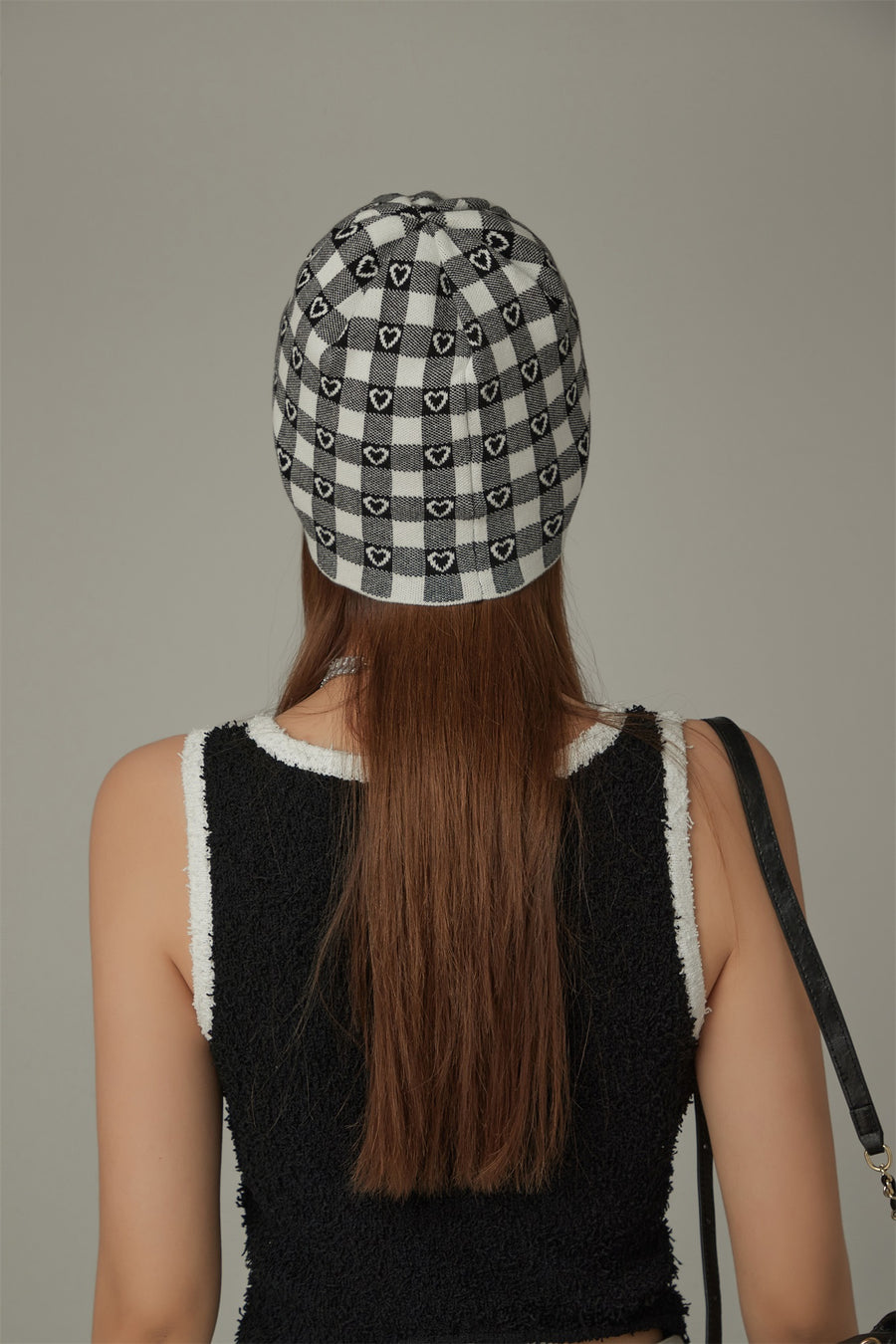 CHUU Check Heart Beanie