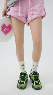 Colored Pixel Print High Socks