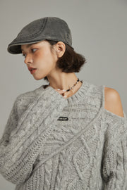 One Shoulder Twist Knit Sweater