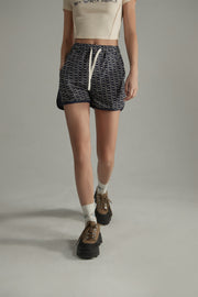 Letter Fully Printed Casual Drawstring Shorts