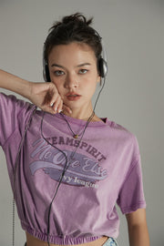 Team Spirit Printed Cropped Sporty Top