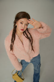 Color Fur Crop Jacket