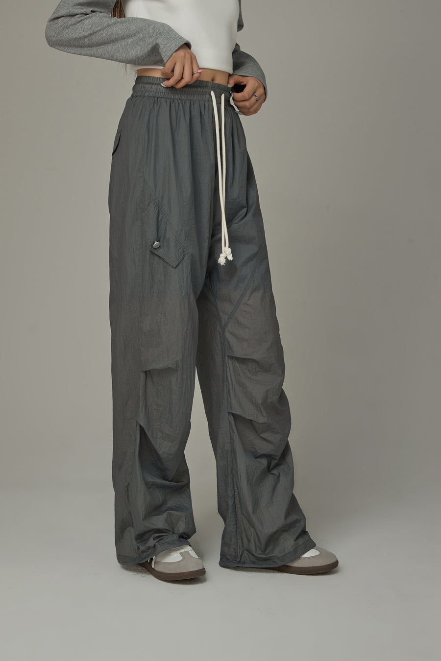 CHUU Elastic Waist String Wide Pants