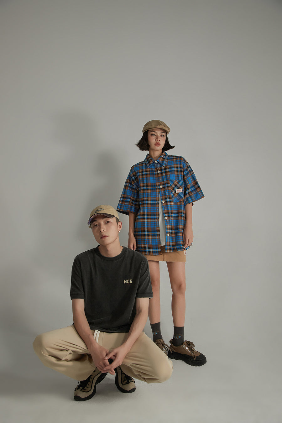 CHUU Check Loose-Fitting Short Sleeve Shirt