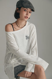 Slit Boxy Open Shoulder T-Shirt