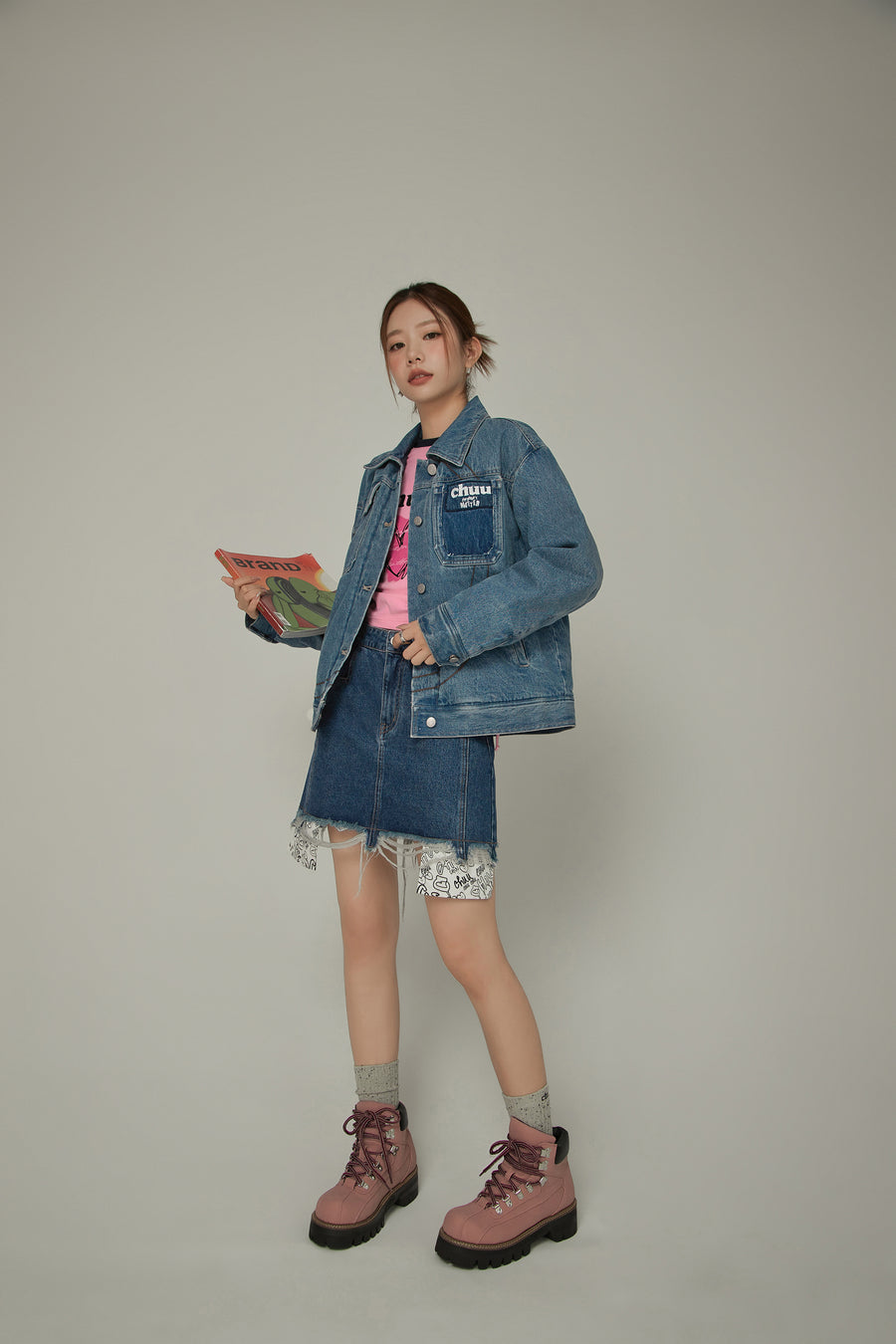 CHUU Logo Denim Loose Fit Jacket