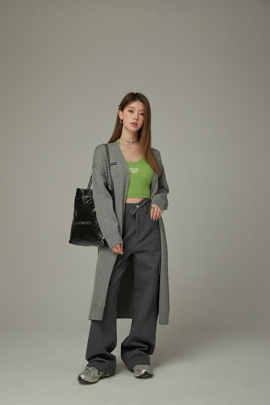 CHUU Pocket Side Slit Straight Pants