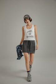 Print Vintage Just Do Nothing Sleeveless Casual Top