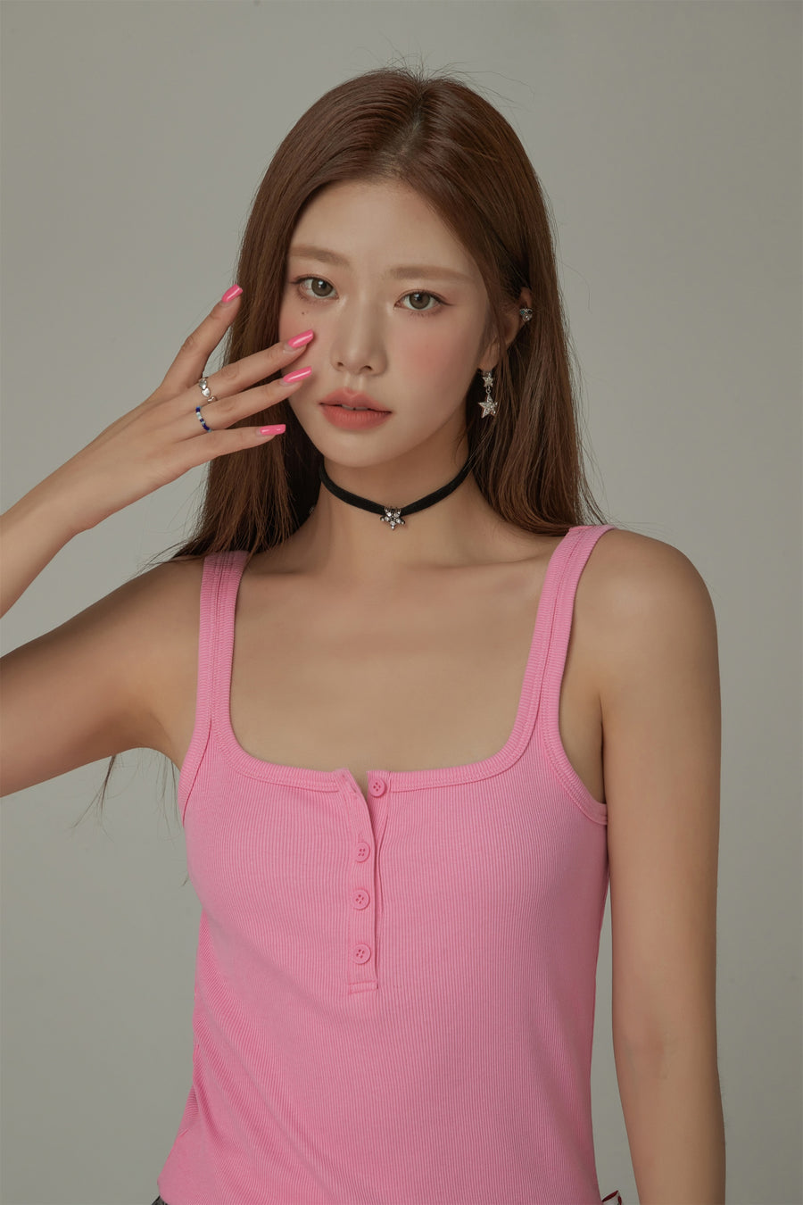 CHUU Color Button Sleeveless Tank Top