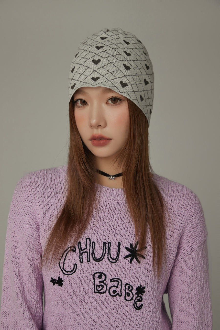 CHUU Argyle Heart Beanie