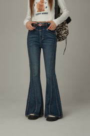 Stitch Lined Denim Wide Jeans