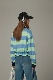 Polo Neck Stripe Sweatshirt