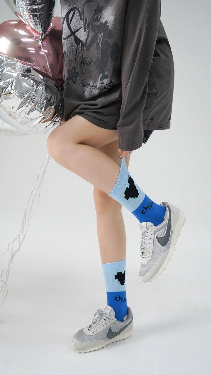 Pixel Heart Color High Socks