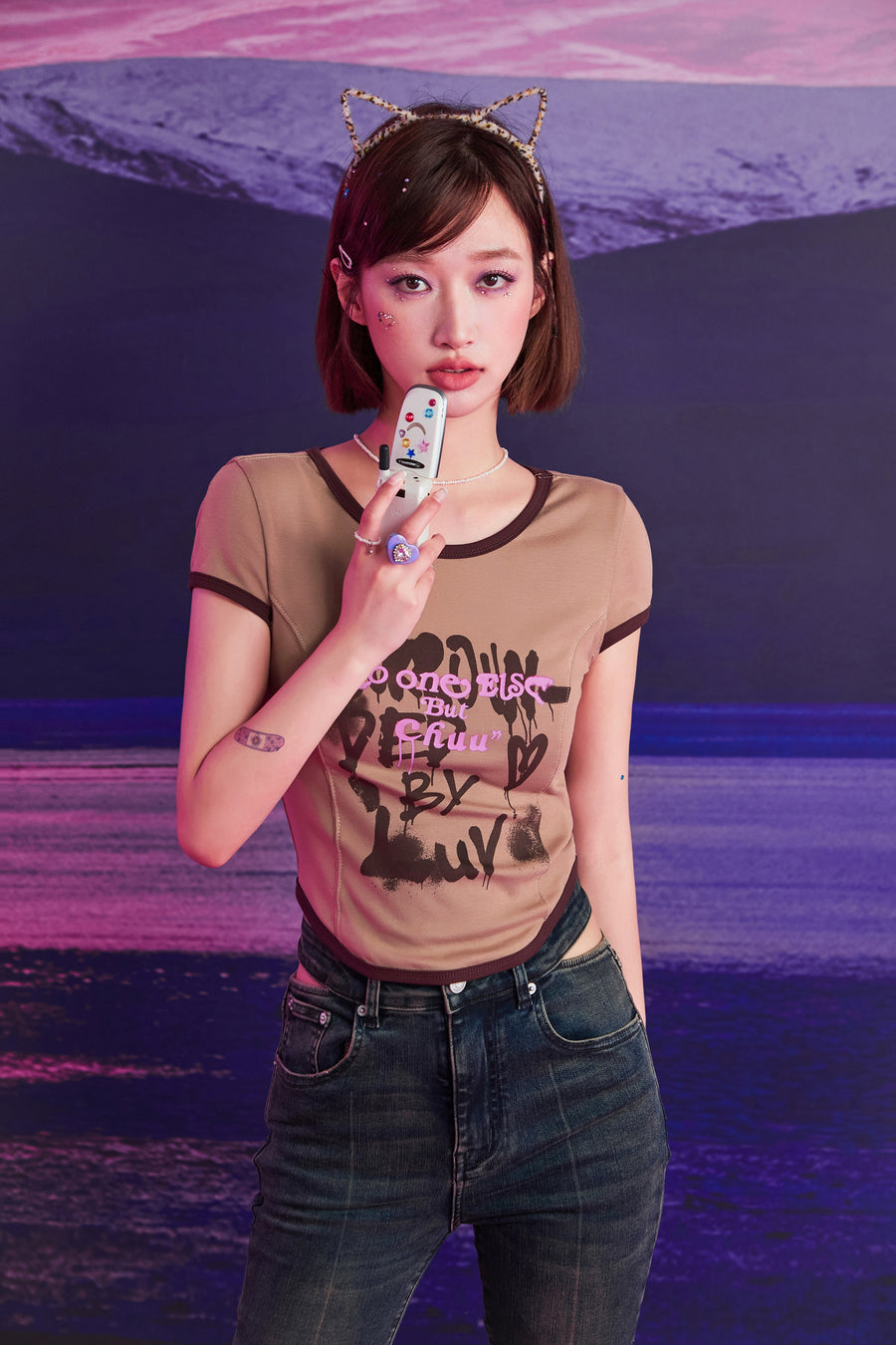 CHUU Collab Logo Line Color T-Shirt