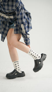 Dark Color Star Jacquard High Socks