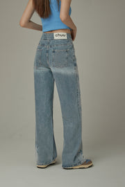 Side Logo Star Wide Denim Jeans