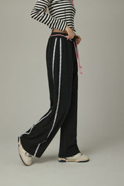 String Wide Sporty Pants