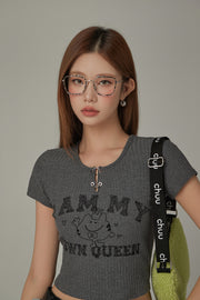 Character Lettering Crop T-Shirt