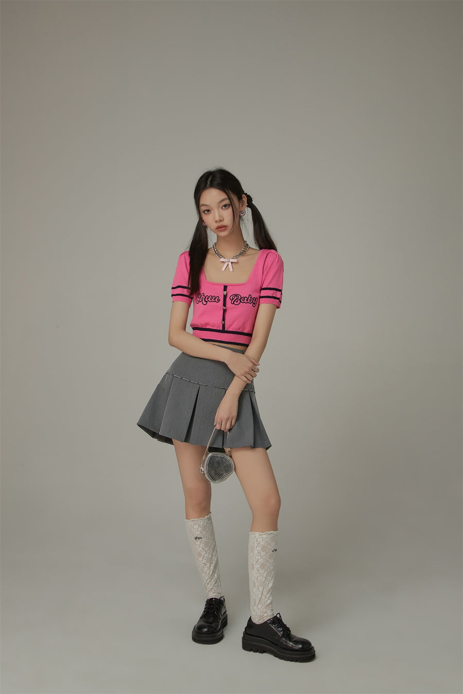 CHUU Daily Belt Loops Pleated Mini Skirt