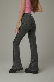 High Waisted Washed Bootcut Jeans