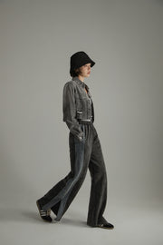 Waist Slit Wide-Leg Long Casual Pants