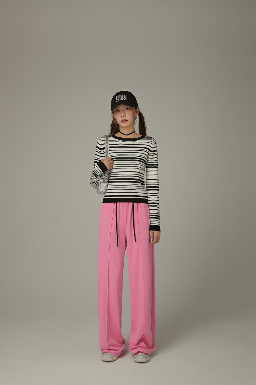 CHUU Slim Stripe Knit Top