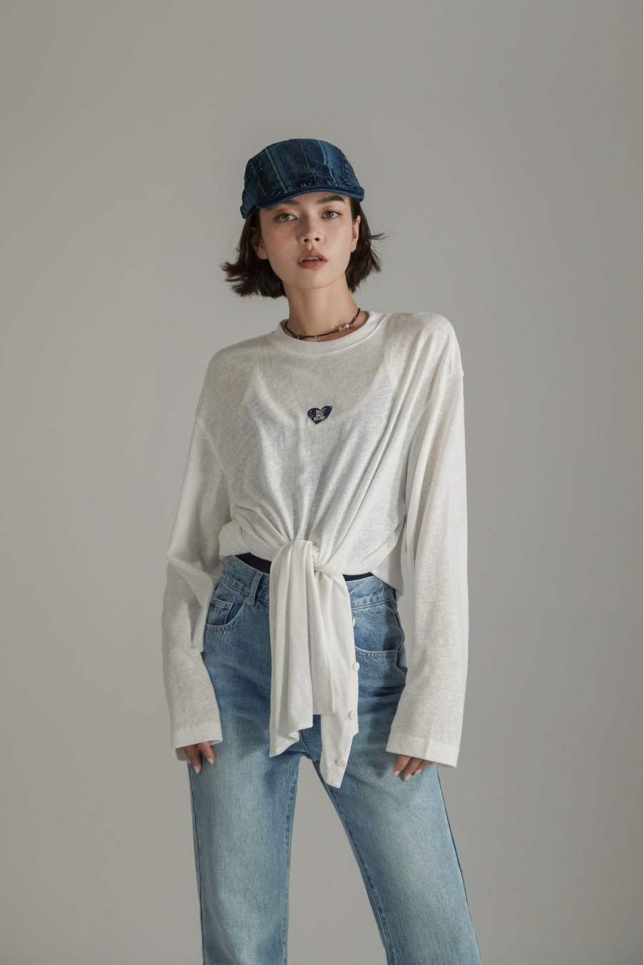 CHUU Heart Slit Long T-Shirt