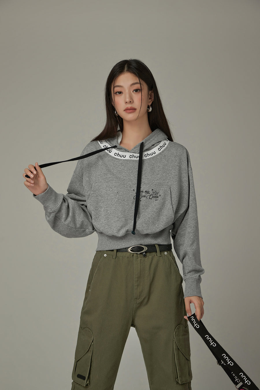 CHUU Logo Lettering Big Pocket Loose Fit Hoodie