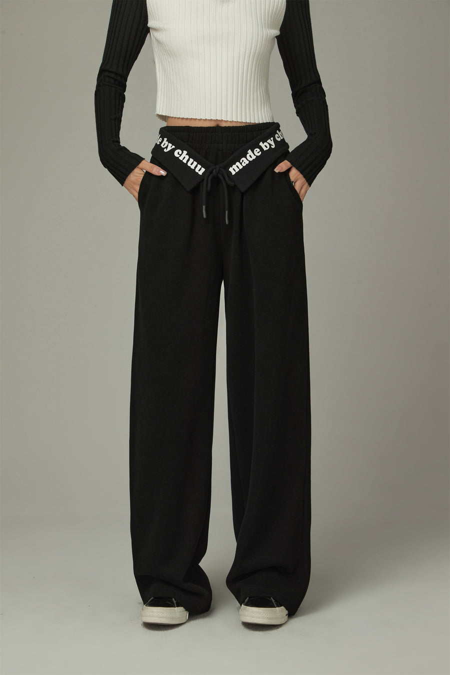 CHUU Logo String Wide Pants