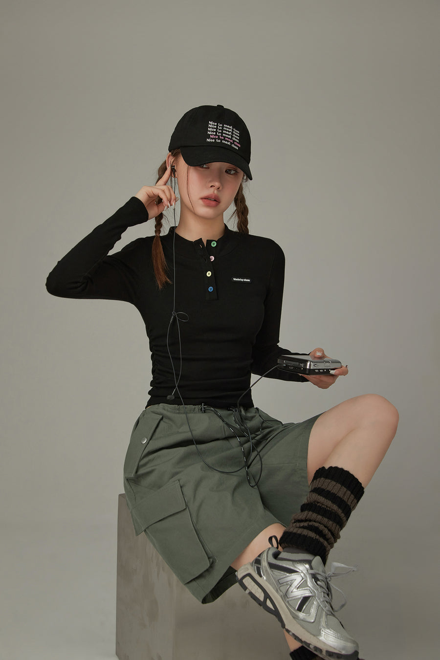 CHUU Lettering Embroidered Ball Cap