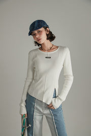 Slit Knit Long Sleeve Top