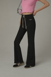 Lace Up Semi Bootcut Casual Pants