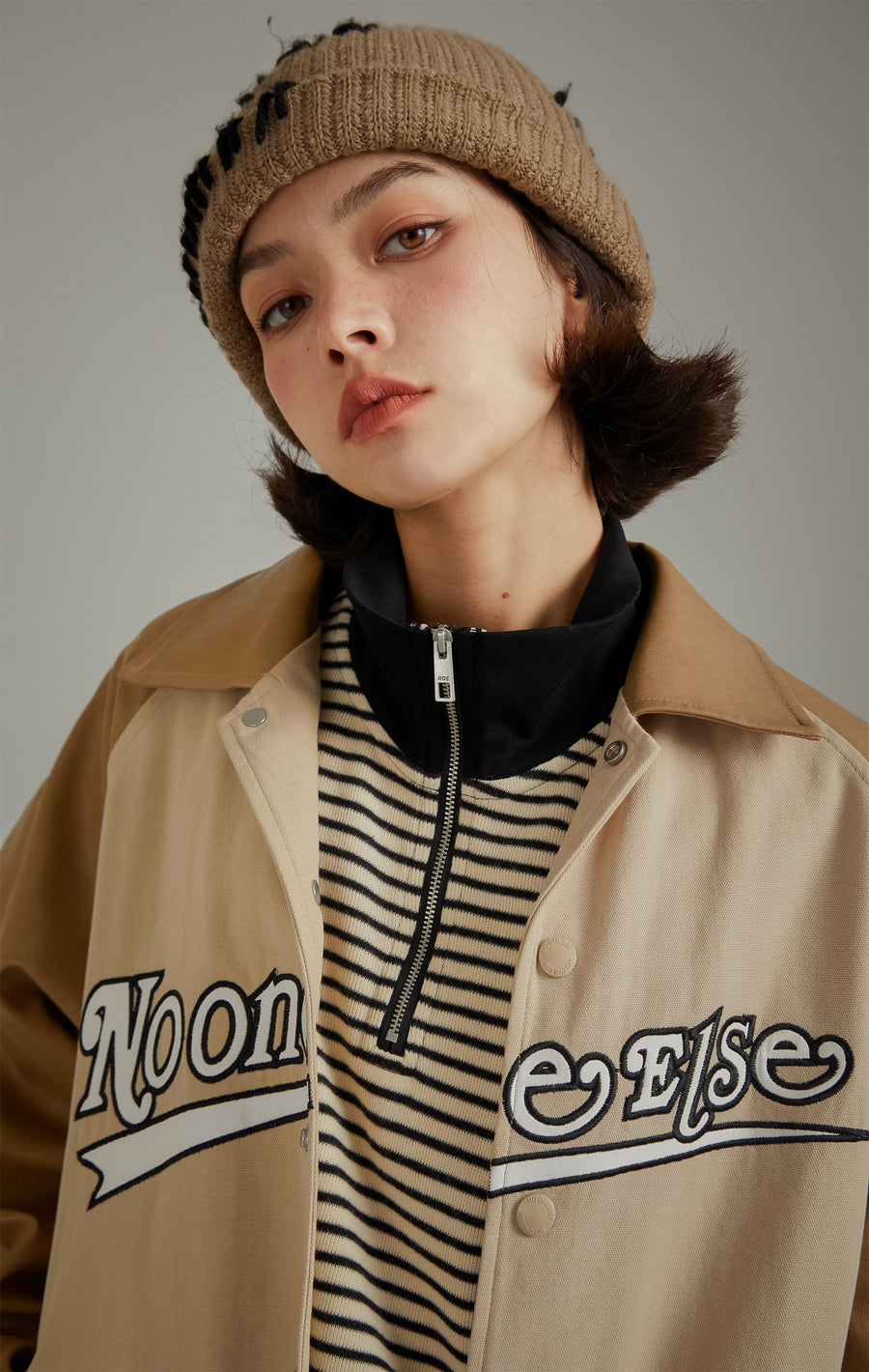 CHUU Logo Multi Color Varsity Leather Jacket