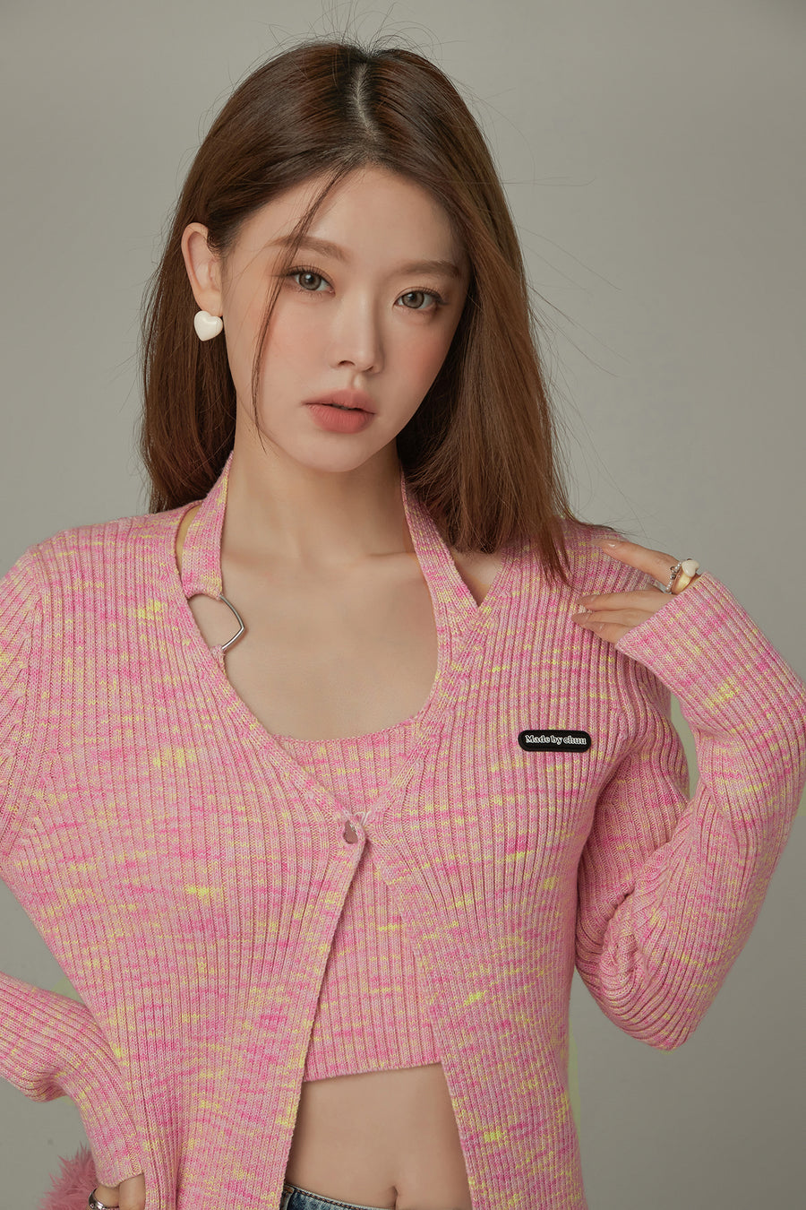 CHUU Heart Button Knit Cardigan