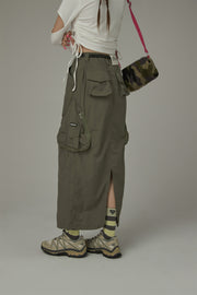 Cargo Pockets Maxi Skirt