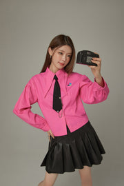 Point Collar Puff Sleeve Shirt