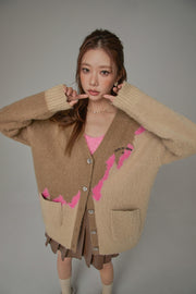 Heart Button Color Cardigan