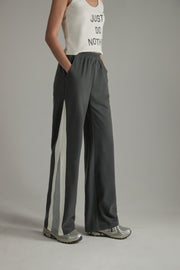 Elastic Waist Wide Casual Sporty Pants