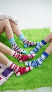 Striped Logo Color High Socks