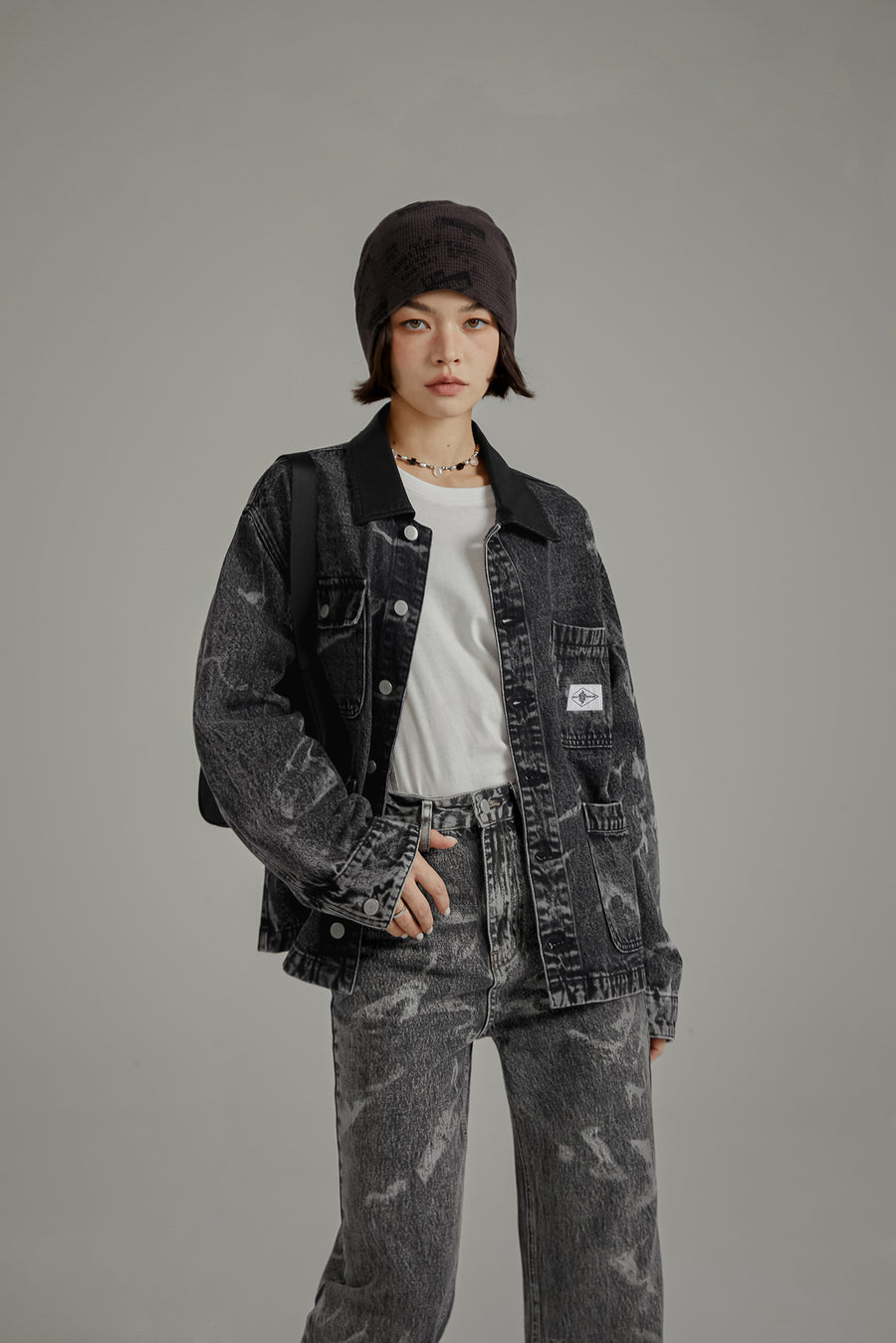 CHUU Brush Strokes Denim Jacket