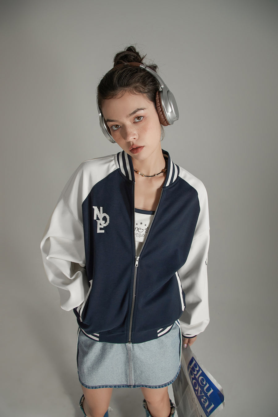 CHUU Letterman Varsity Zip-Up Jacket