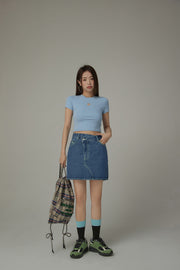 Asymmetrical Button Daily Denim Mini Skirt