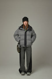 Color Matching Hooded Padded Jacket