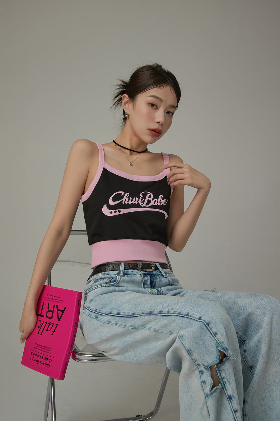 CHUU Chuu Babe Color Blocked Bustier Crop Top