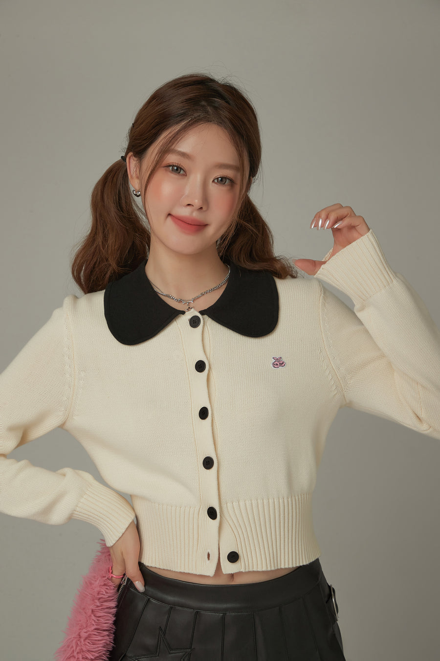 CHUU Color Collar Knit Cardigan