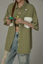 Multi-Pocket Short Sleeve Shirt Jacket