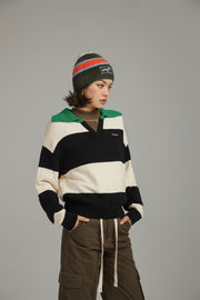 Open Collar Color Scheme Knit Sweater