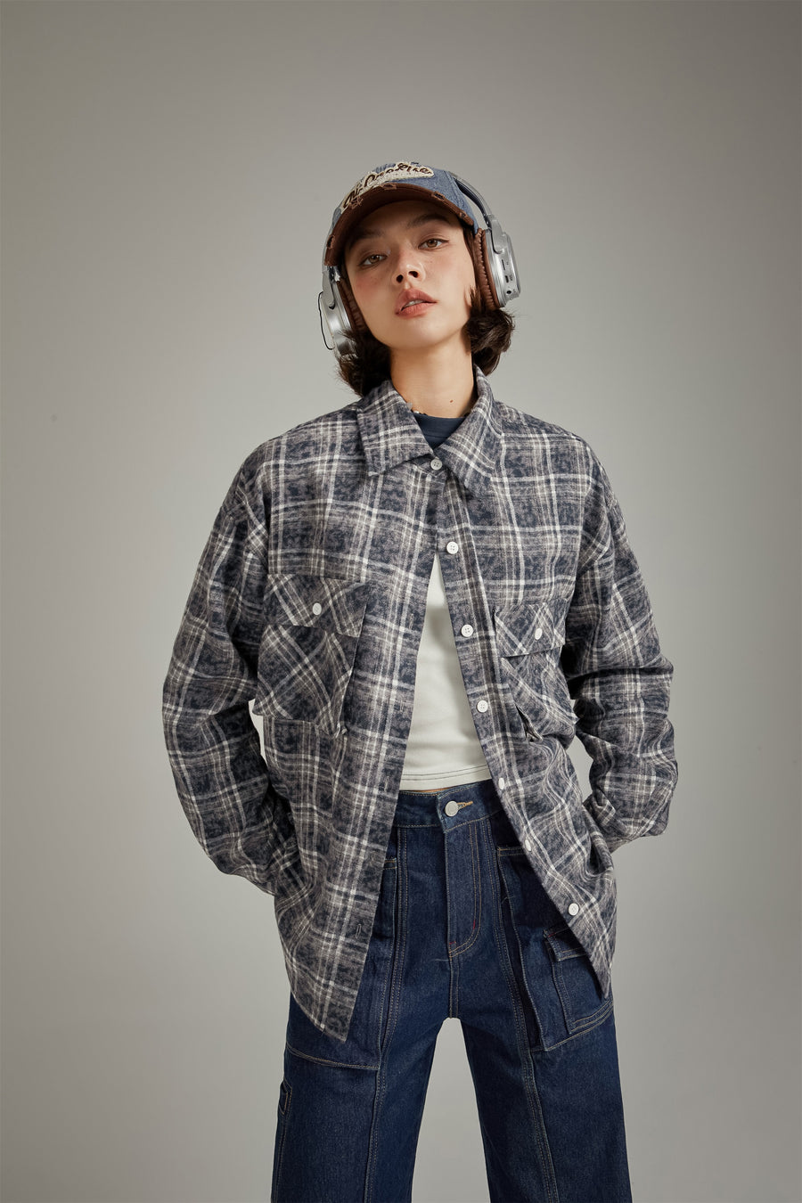 CHUU Back Design Loose Fit Check Shirt