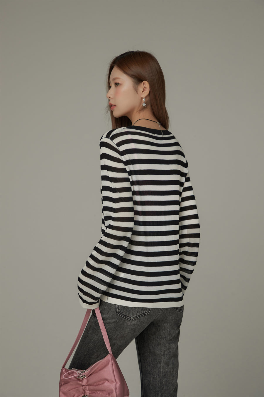 CHUU Stripe Knit Long Sleeve Top