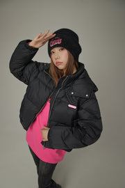 Colored Hooded Simple Padded Jacket